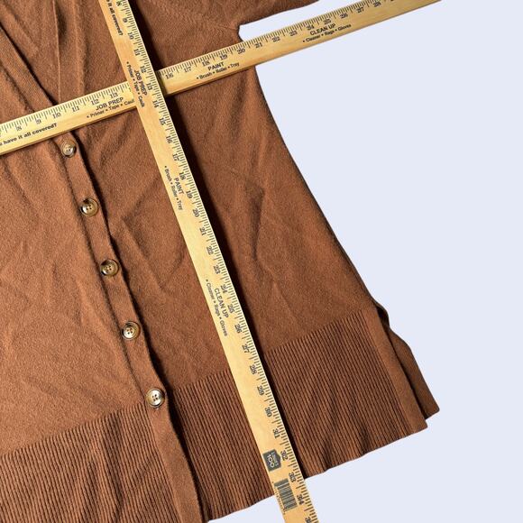 Ann Taylor L Minimalist Cardigan Brown Oversized Button Front Y2K - Picture 4 of 6